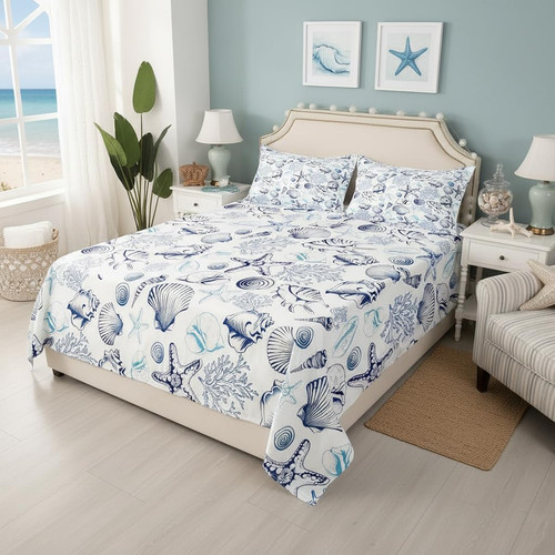 Coastal sheet set twin - set,