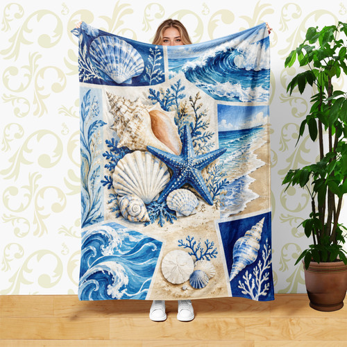 Blue seashell starfish ocean - blue,