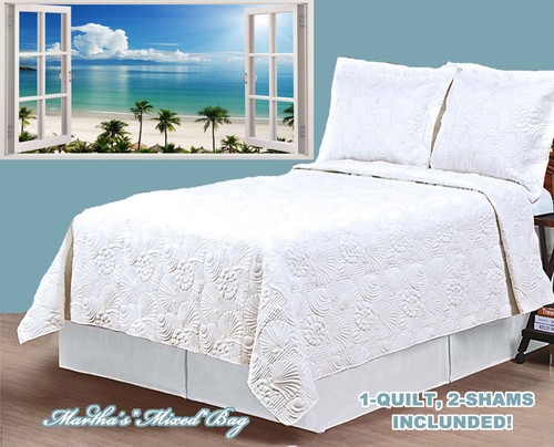 White seashell quilt - seashell, set