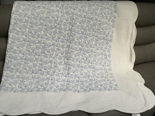 King quilt blue sea shell - quilt, w/blue
