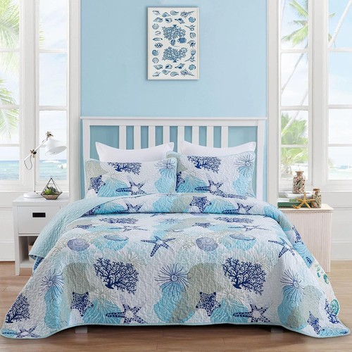 Coastal quilt set queen size - coastal,