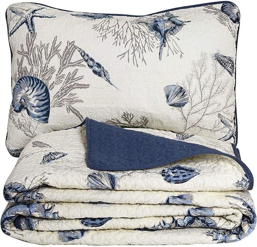 Coastal seashell beach bedding - coastal,